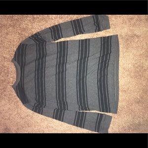 Grey and black striped long sleeve shirt